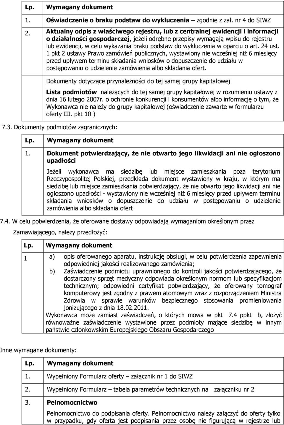 podstaw do wykluczenia w oparciu o art. 24 ust.