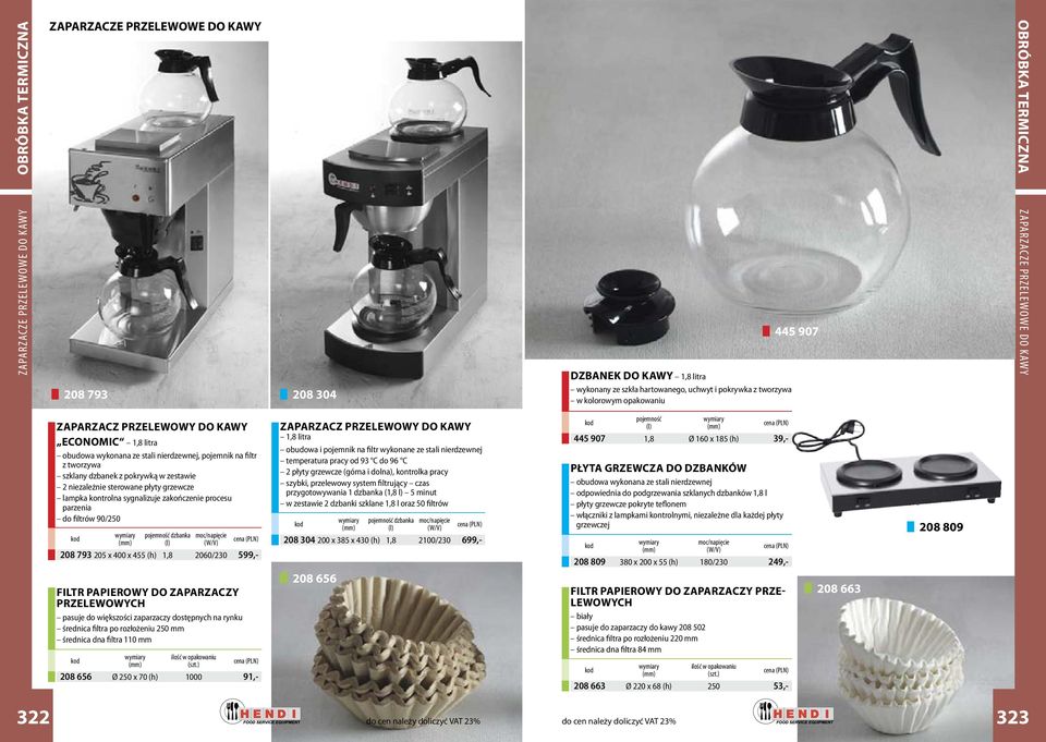 grzewcze lampka kontrolna sygnalizuje zakończenie procesu parzenia do filtrów 90/250 dzbanka 208 793 205 x 400 x 455 (h) 1,8 2060/230 599,- FILTR PAPIEROWY DO ZAPARZACZY PRZELEWOWYCH pasuje do