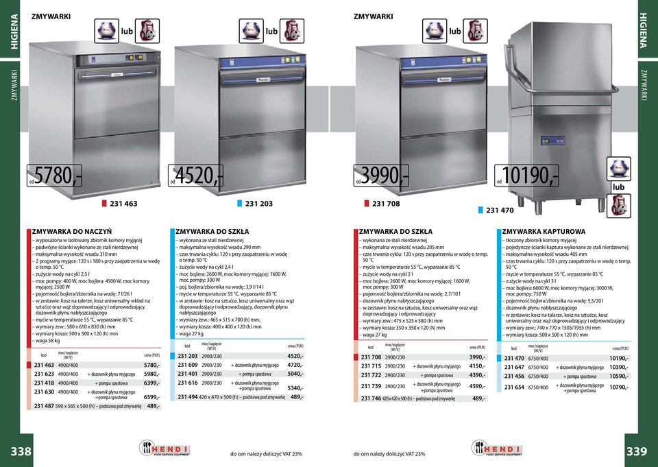 50 C zużycie wody na cykl 2,5 l moc pompy: 400 W, moc bojlera: 4500 W, moc komory myjącej: 2500 W bojlera/zbiornika na wodę: 7 l/26 l w zestawie: kosz na talerze, kosz uniwersalny wkład na sztućce