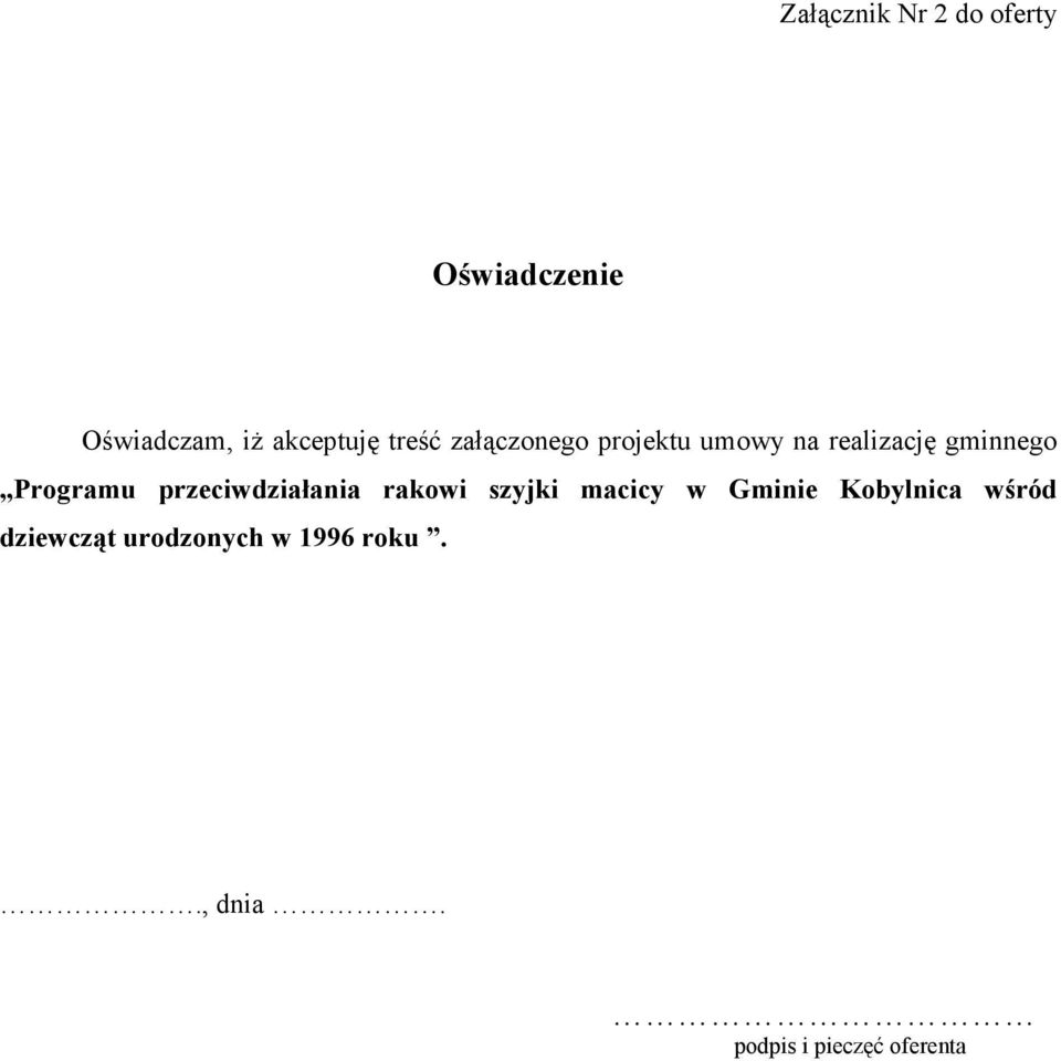 przeciwdziałania rakowi szyjki macicy w Gminie Kobylnica wśród