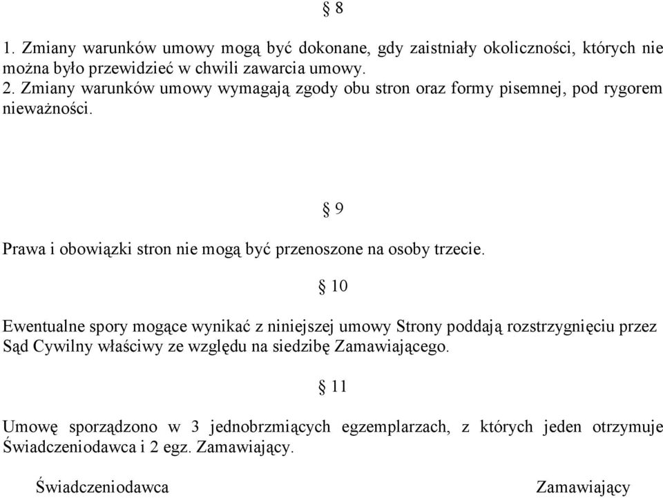 Prawa i obowiązki stron nie mogą być przenoszone na osoby trzecie.