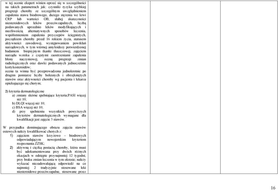 współistnieniem zapalenia przyczepów ścięgnistych, początkiem choroby przed 16 rokiem życia, statusem aktywności zawodowej, występowaniem powikłań narządowych, w tym wtórnej amyloidozy potwierdzonej