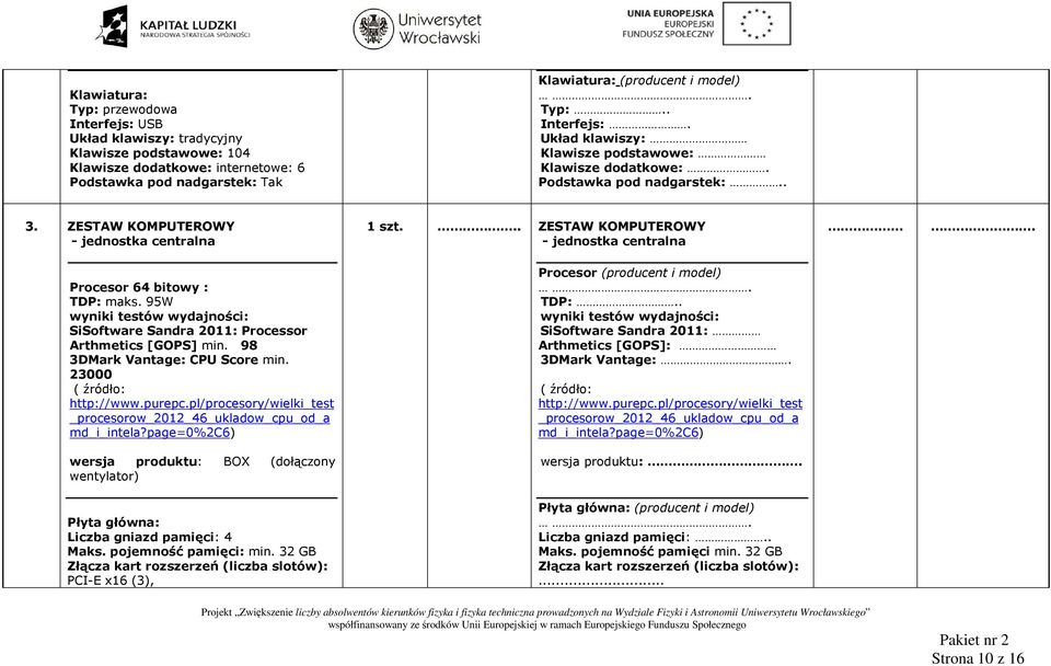 95W SiSoftware Sandra 2011: Processor Arthmetics [GOPS] min. 98 3DMark Vantage: CPU Score min. 23000 http://www.purepc.pl/procesory/wielki_test _procesorow_2012_46_ukladow_cpu_od_a md_i_intela?
