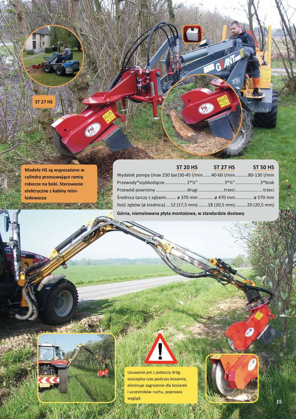 .. 80-130 l/min Przewody*szybkozłącze... 2*½... 3*½...3*brak Przewód powrotny... drugi...trzeci... trzeci Średnica tarczy z zębami... ø 370 mm... ø 470 mm.
