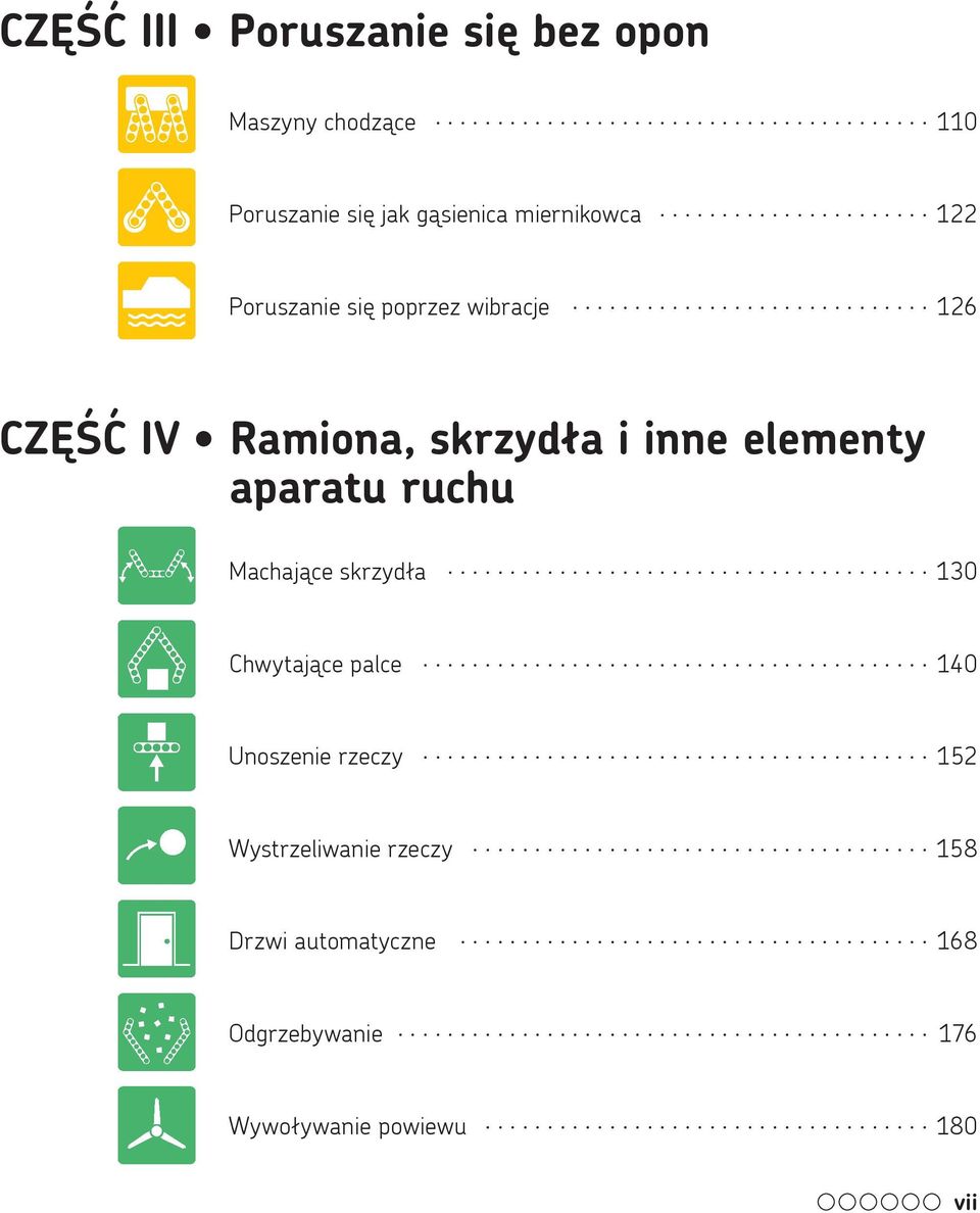 elementy aparatu ruchu Machające skrzydła 130 Chwytające palce 140 Unoszenie rzeczy 152