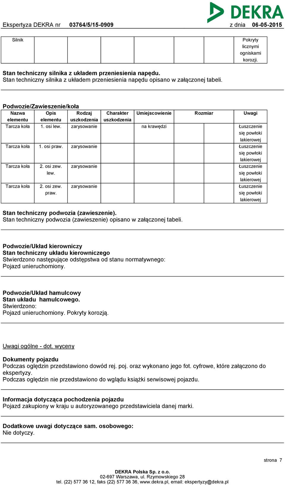 zarysowanie Tarcza koła 2. osi zew. lew. zarysowanie Tarcza koła 2. osi zew. praw.