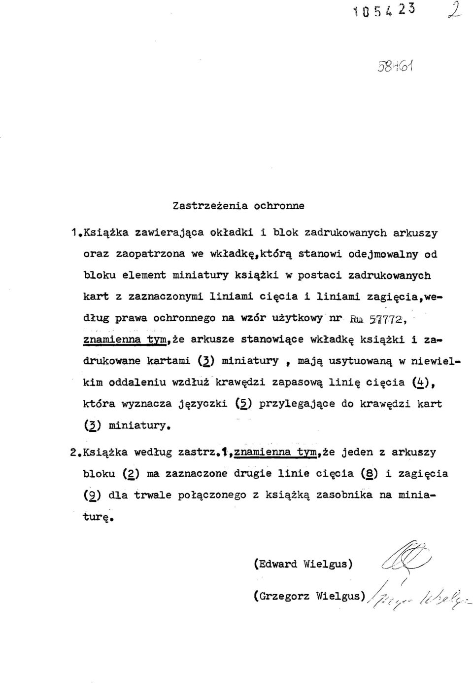 cięcia i liniami zagięciafwe-> dług prawa ochronnego na wzór użytkowy nr a& 57772, znamienna tym.że arkusze stanowiące wkładkę książki i zadrukowane kartami (3.