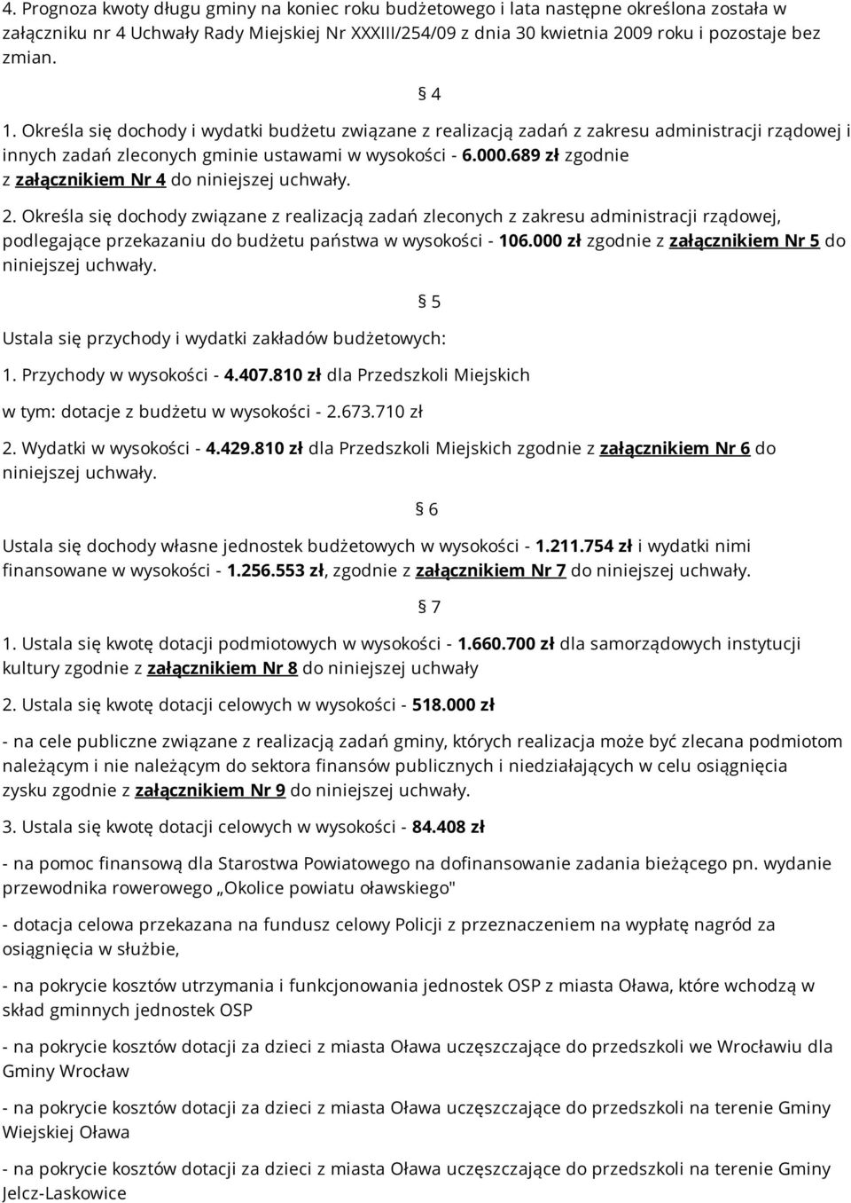 689 zł zgodnie z załącznikiem Nr 4 do niniejszej uchwały. 2.