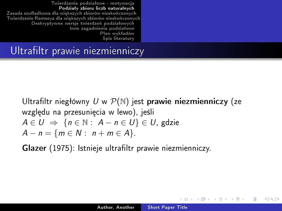 lewo), je±li A U {n N : A n U} U, gdzie A n = {m N : n +