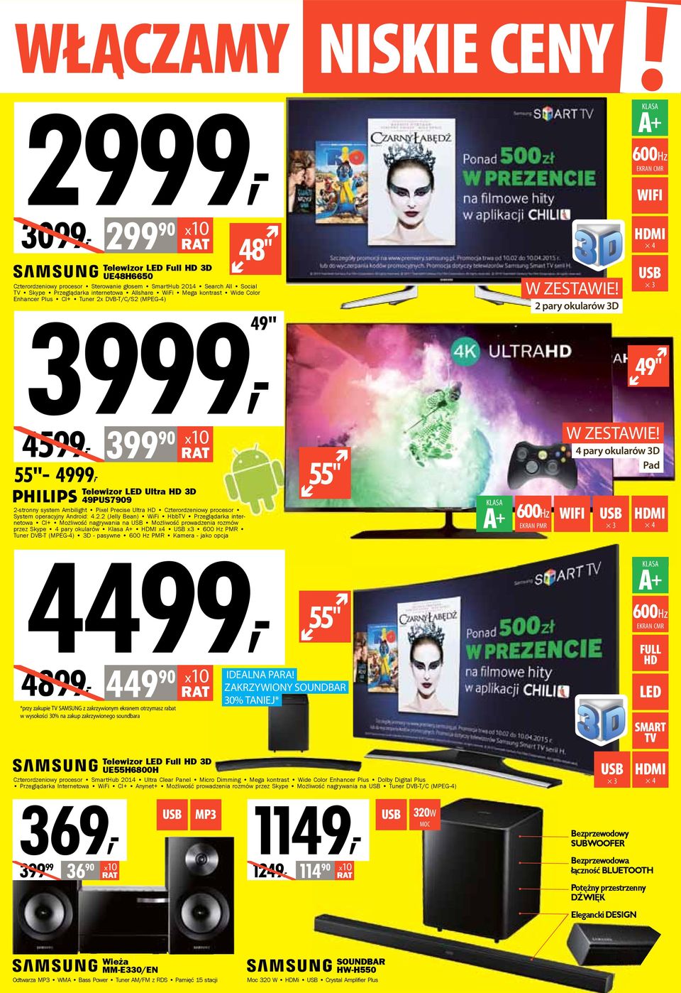 Pixel Precise Ultra HD Czterordzeniowy procesor System operacyjny Android: 4.2.