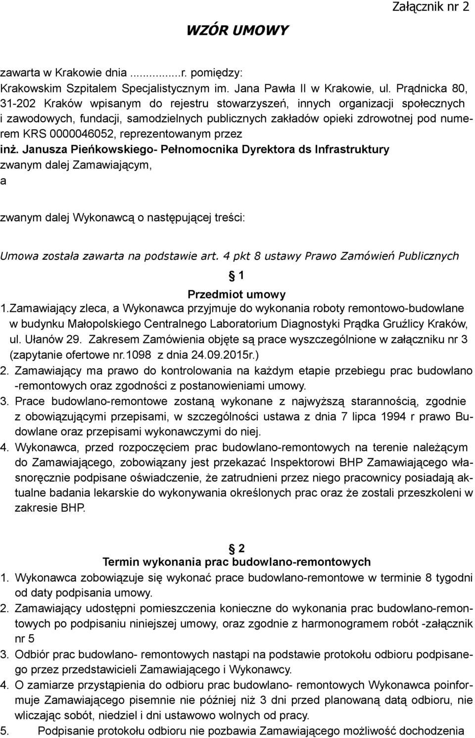reprezentowanym przez inż.