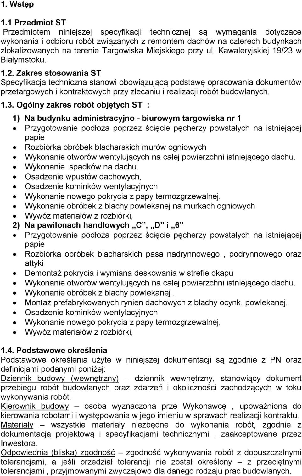 Targowiska Miejskiego przy ul. Kawaleryjskiej 19/23