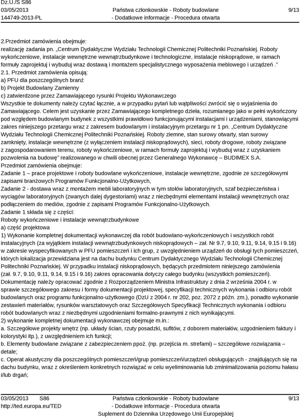 meblowego i urządzeń. 2.1.