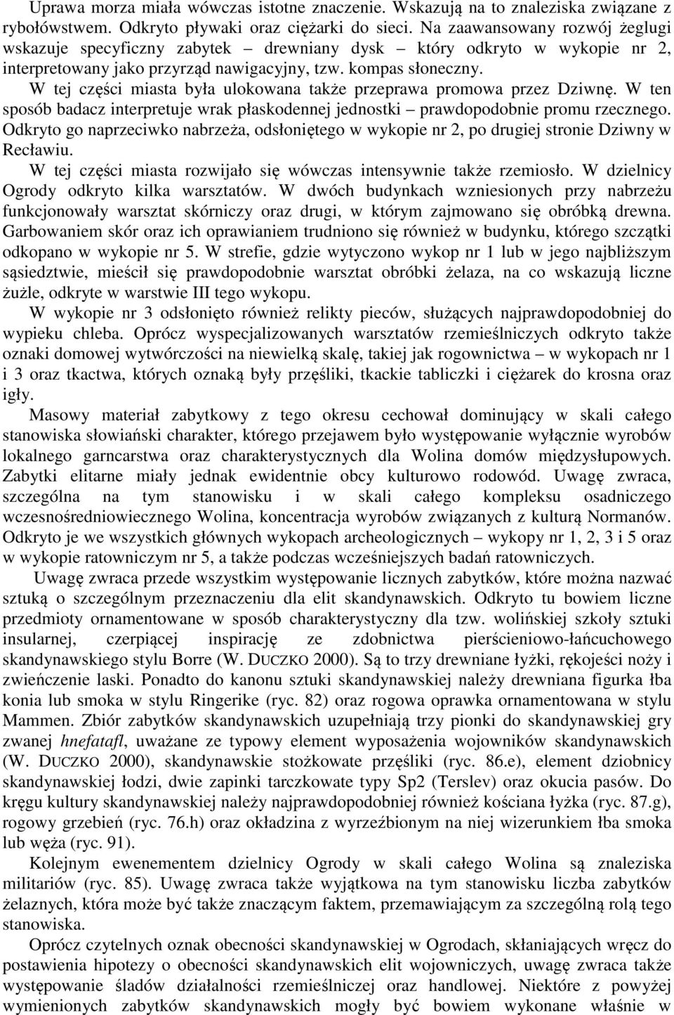 W tej części miasta była ulokowana także przeprawa promowa przez Dziwnę. W ten sposób badacz interpretuje wrak płaskodennej jednostki prawdopodobnie promu rzecznego.
