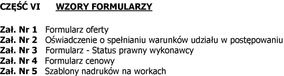 postępowaniu Zał.