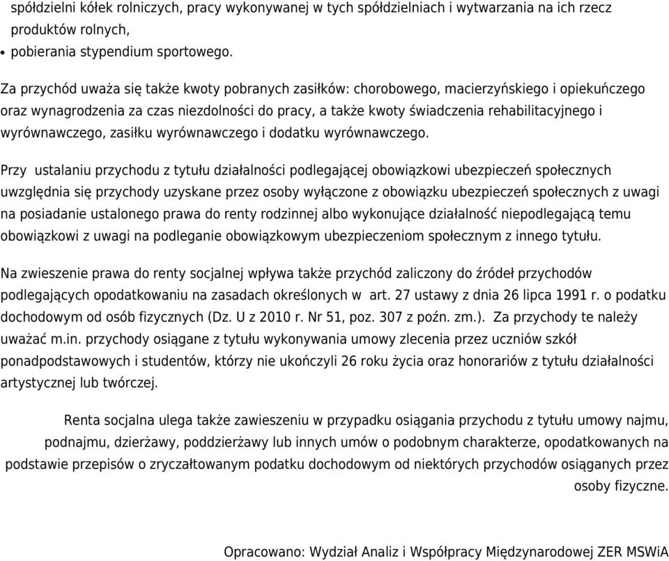 wyrównawczego, zasiłku wyrównawczego i dodatku wyrównawczego.