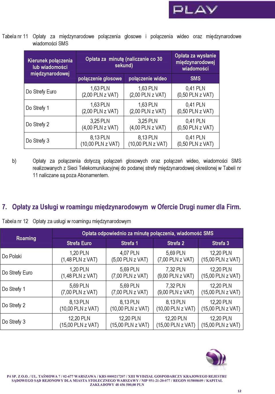 PLN (4,00 PLN z VAT) 1,63 PLN (2,00 PLN z VAT) 1,63 PLN (2,00 PLN z VAT) 3,25 PLN (4,00 PLN z VAT) 0,41 PLN (0,50 PLN z VAT) 0,41 PLN (0,50 PLN z VAT) 0,41 PLN (0,50 PLN z VAT) 0,41 PLN (0,50 PLN z