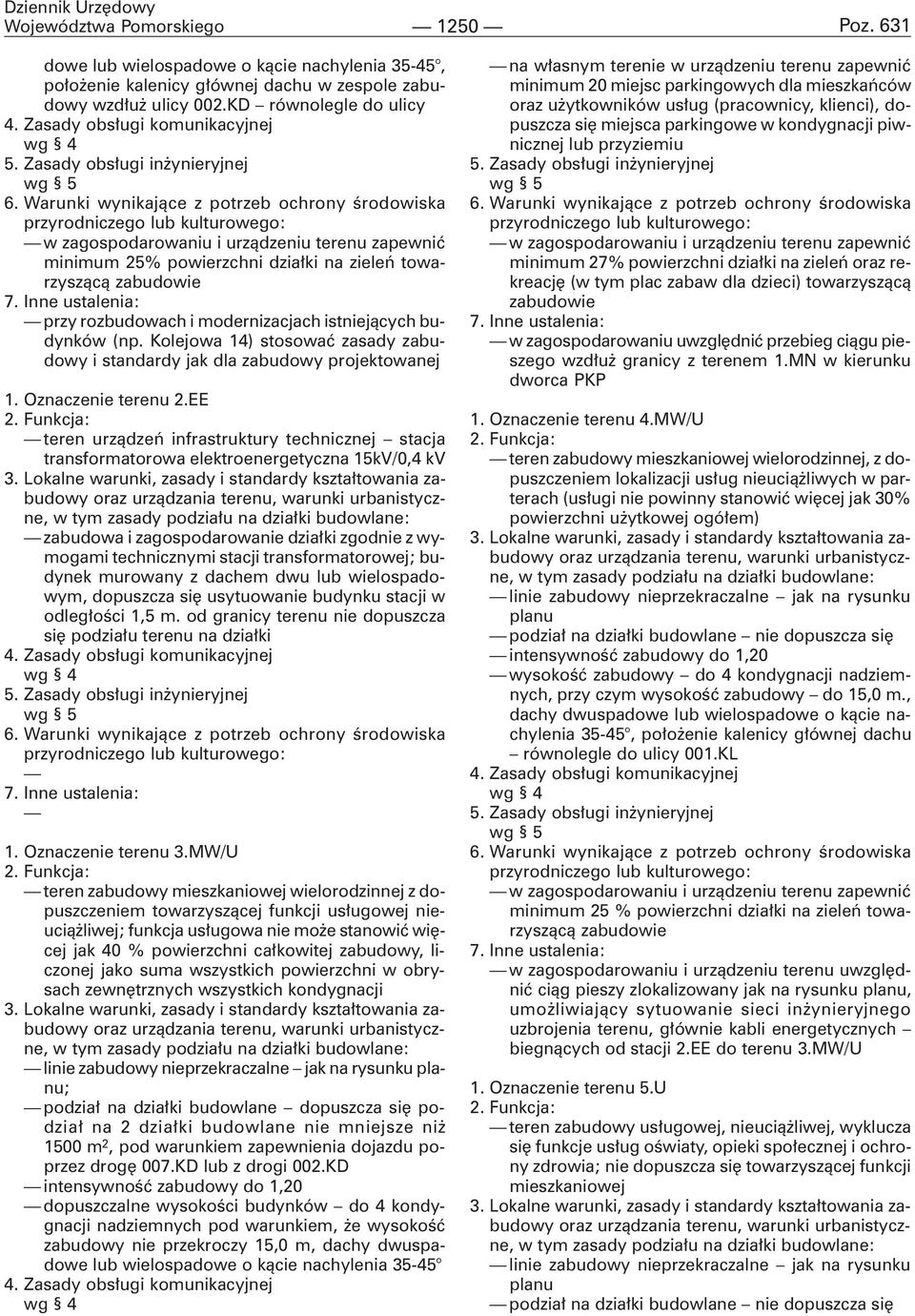Warunki wynikaj¹ce z potrzeb ochrony œrodowiska przyrodniczego lub kulturowego: w zagospodarowaniu i urz¹dzeniu terenu zapewniæ minimum 25% powierzchni dzia³ki na zieleñ towarzysz¹c¹ zabudowie 7.