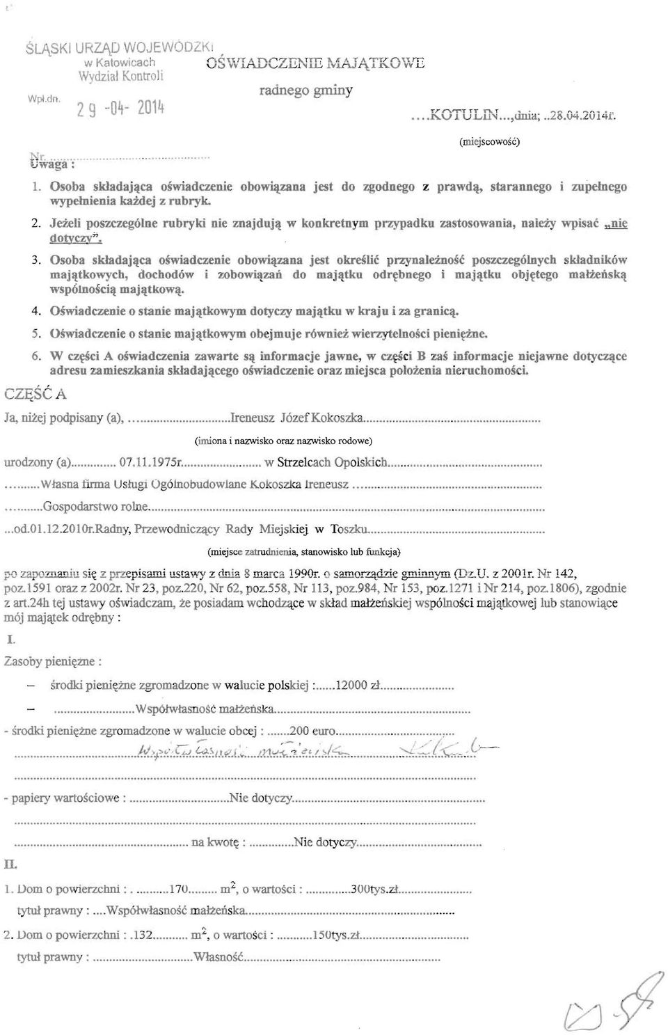 Jeieli poszczegolne rubryki nie znajdujjt w konkretnym przypadku zastosowania, Daieiy wpisac "Die dotyczy". 3. Osoba SkladajlJ.