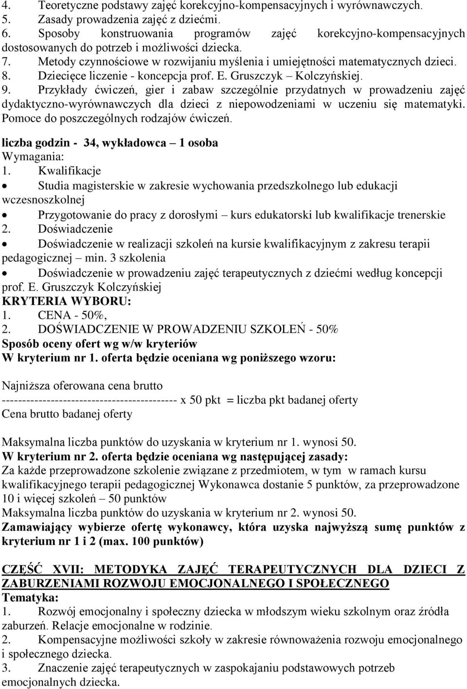 Dziecięce liczenie - koncepcja prof. E. Gruszczyk Kolczyńskiej. 9.