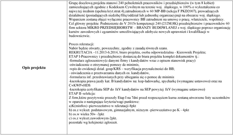 4),zatrudnionych w 60 MP-BB (sekcja F PKD2007), prowadzących działalność (posiadających siedzibę/filię/oddział lub jednostkę organizacyjną) na obszarze woj. śląskiego.