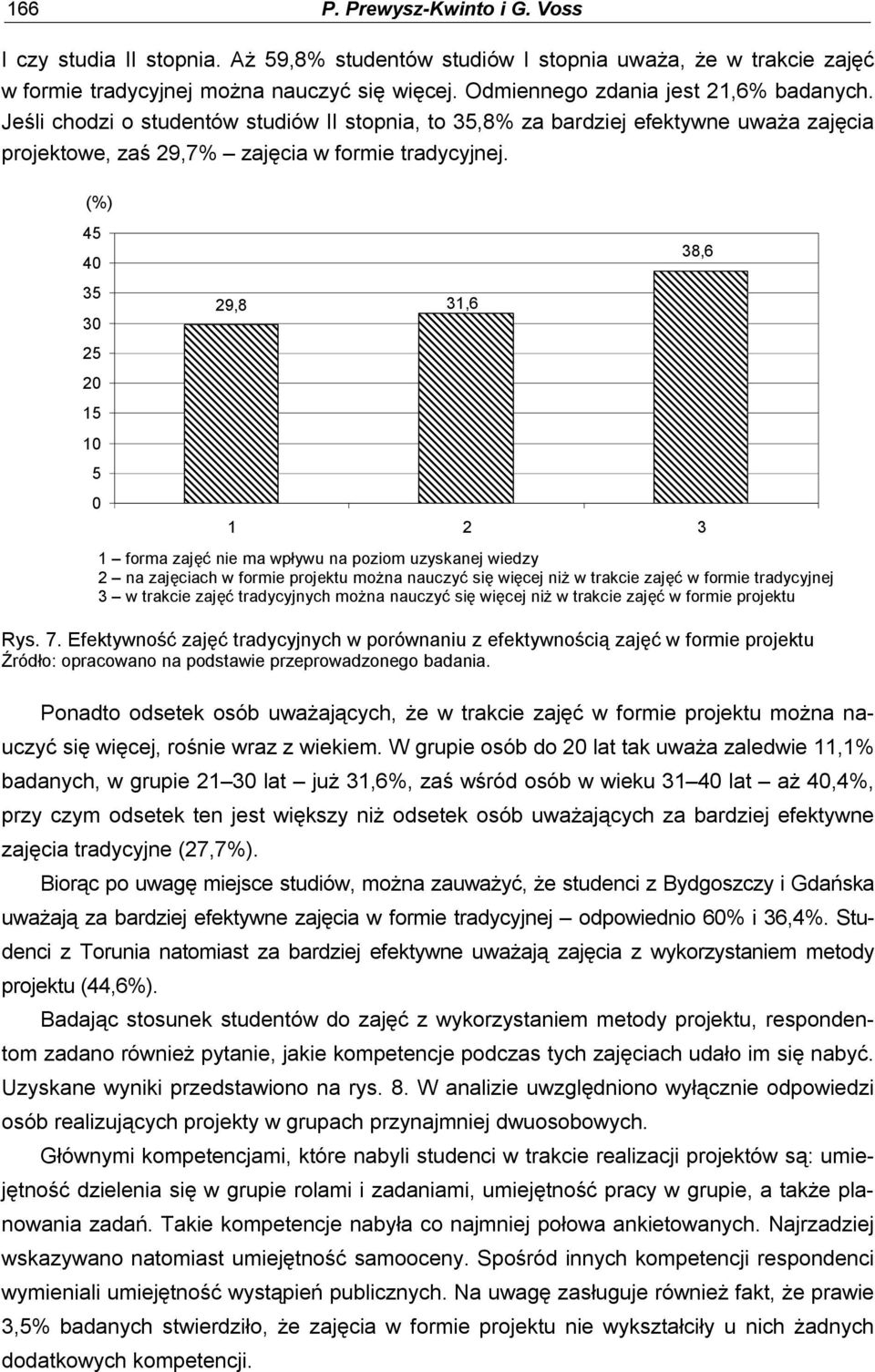 (%) 45 4 38,6 35 3 25 2 15 1 5 29,8 31,6 1 2 3 1 forma zajęć nie ma wpływu na poziom uzyskanej wiedzy 2 na zajęciach w formie projektu można nauczyć się więcej niż w trakcie zajęć w formie