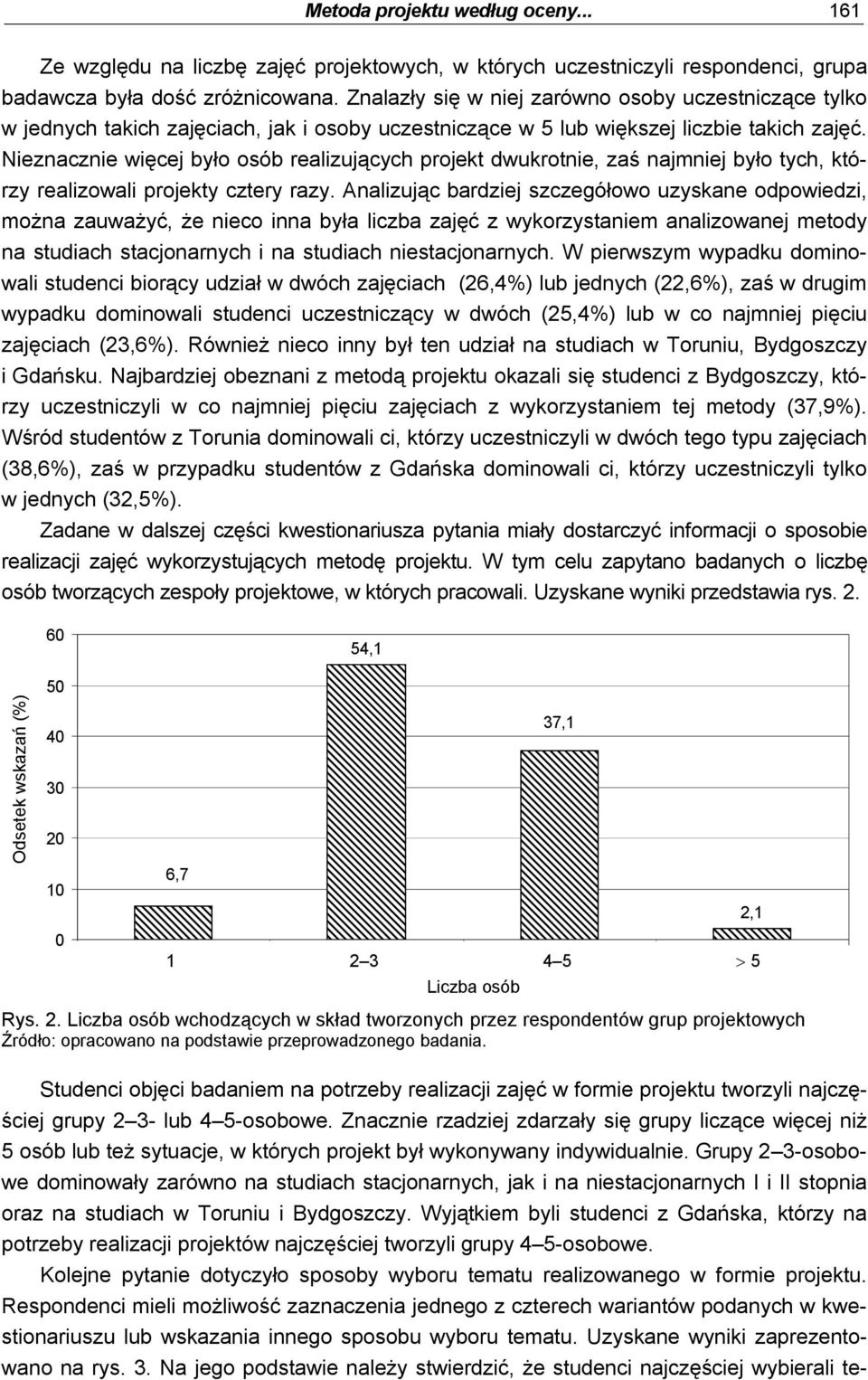 Nieznacznie więcej było osób realizujących projekt dwukrotnie, zaś najmniej było tych, którzy realizowali projekty cztery razy.
