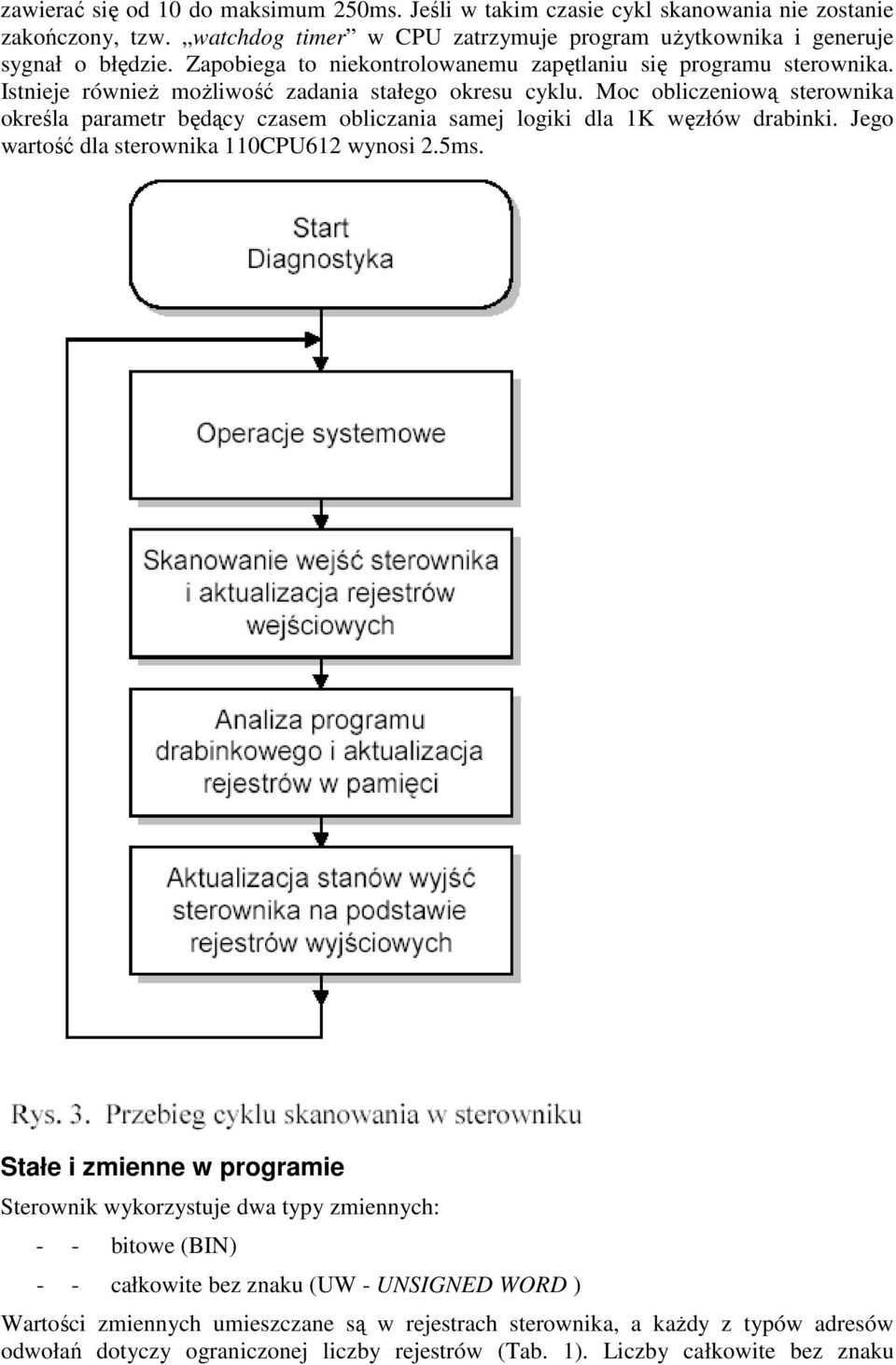 Moc obliczeniową sterownika określa parametr będący czasem obliczania samej logiki dla 1K węzłów drabinki. Jego wartość dla sterownika 110CPU612 wynosi 2.5ms.