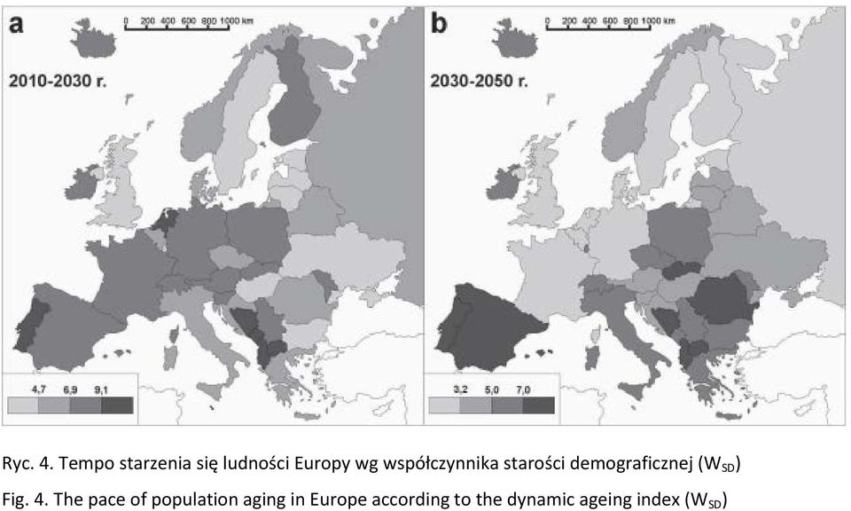 współczynnika starości demograficznej (W SD )