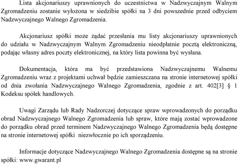 elektronicznej, na który lista powinna być wysłana.