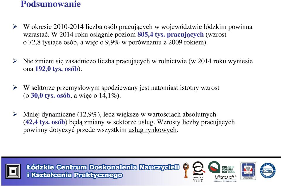 Nie zmieni się zasadniczo liczba pracujących w rolnictwie (w roku wyniesie ona 192,0 tys. osób).