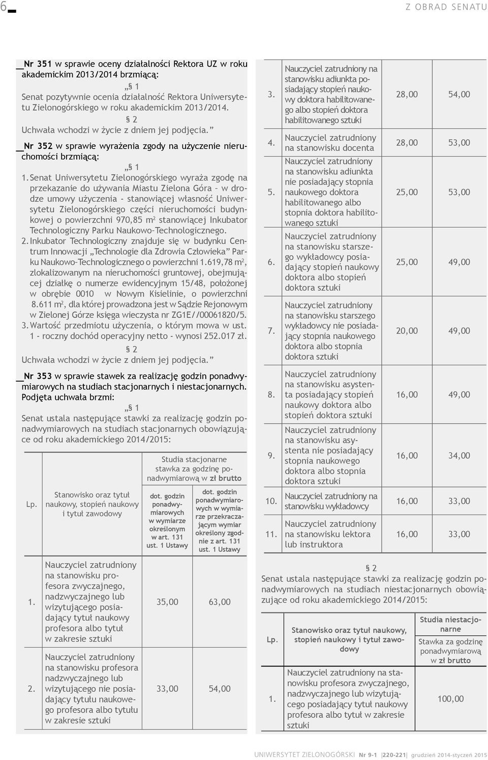 przekazanie do używania Miastu Zielona Góra w drodze umowy użyczenia - stanowiącej własność Uniwersytetu Zielonogórskiego części nieruchomości budynkowej o powierzchni 970,85 m 2 stanowiącej