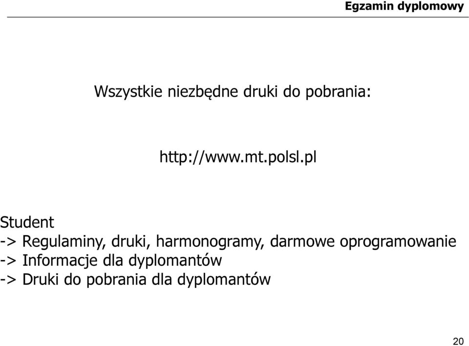 pl Student -> Regulaminy, druki, harmonogramy,