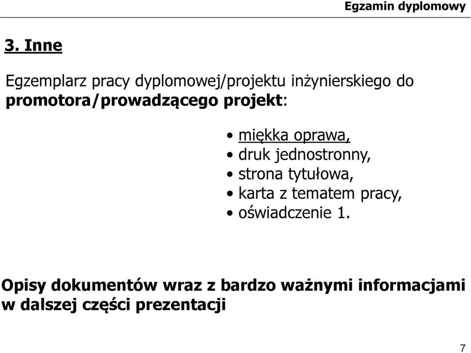 strona tytułowa, karta z tematem pracy, oświadczenie 1.