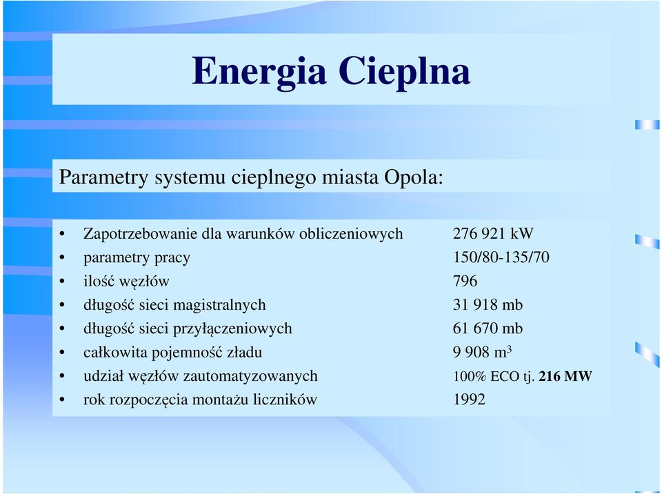 magistralnych 31 918 mb długość sieci przyłączeniowych 61 670 mb całkowita pojemność zładu