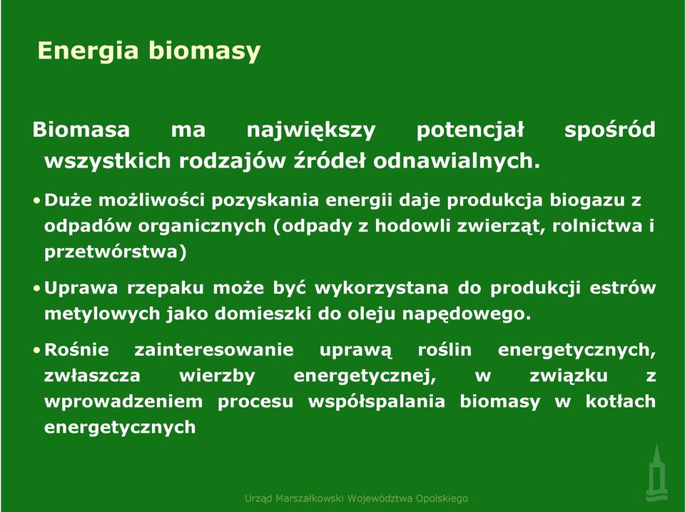 przetwórstwa) Uprawa rzepaku moŝe być wykorzystana do produkcji estrów metylowych jako domieszki do oleju napędowego.