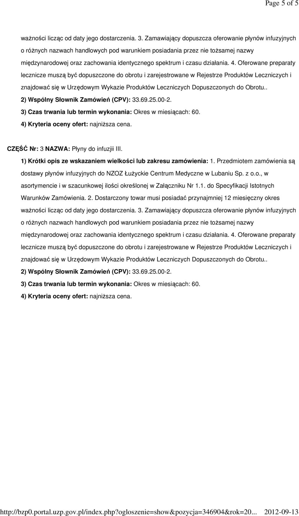 CZĘŚĆ Nr: 3 NAZWA: Płyny do infuzjii III.