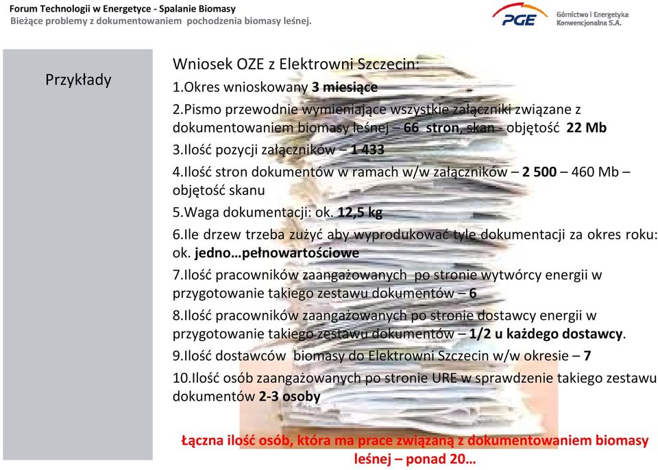 Ilość stron dokumentów w ramach w/w załączników 2 500 460 Mb objętość skanu 5.Waga dokumentacji: ok. 12,5 kg 6.Ile drzew trzeba zużyć aby wyprodukować tyle dokumentacji za okres roku: ok.