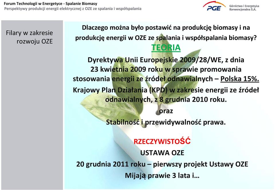 TEORIA Dyrektywa Unii Europejskie 2009/28/WE, z dnia 23 kwietnia 2009 roku w sprawie promowania stosowania energii ze źródeł