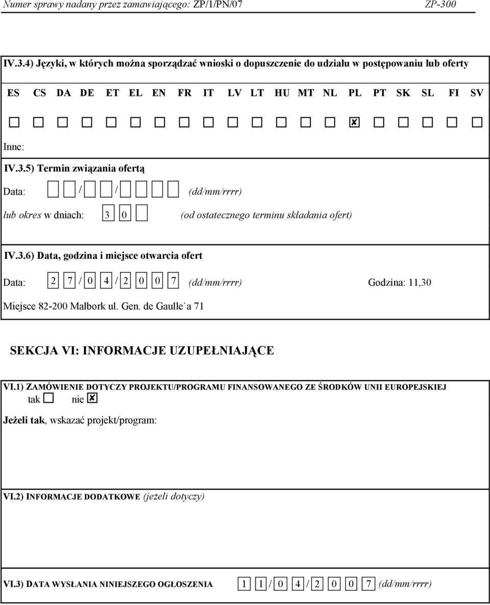 de Gaulle`a 71 SEKCJA VI: INFORMACJE UZUPEŁNIAJĄCE VI.