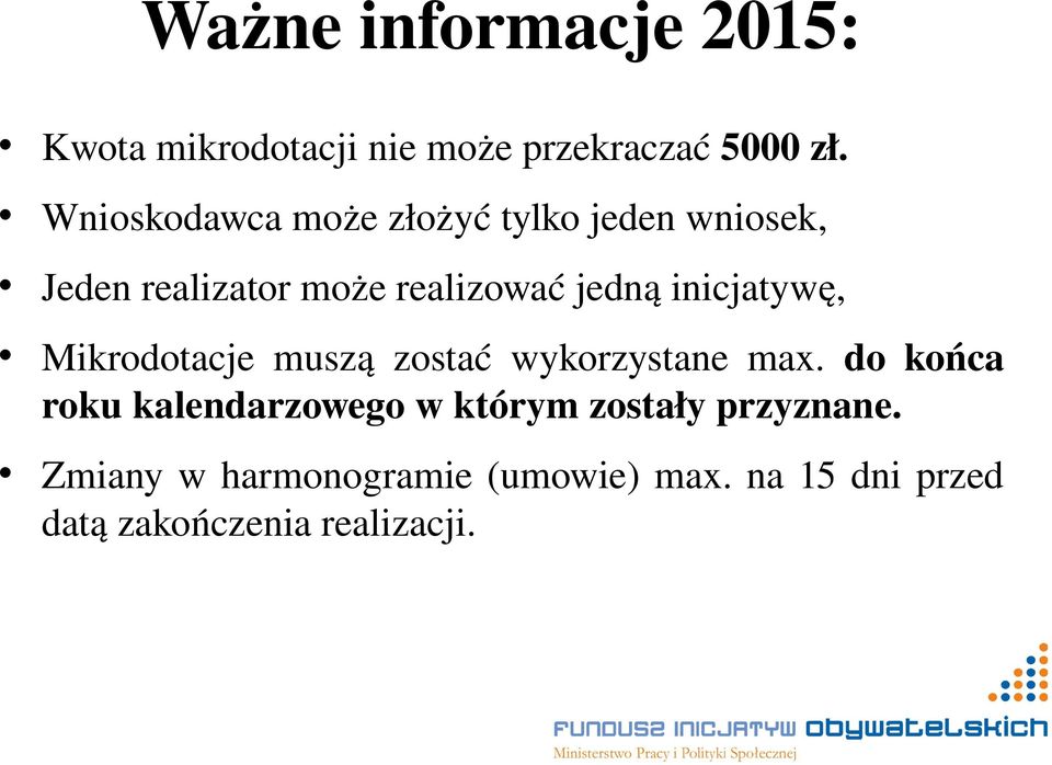 inicjatywę, Mikrodotacje muszą zostać wykorzystane max.