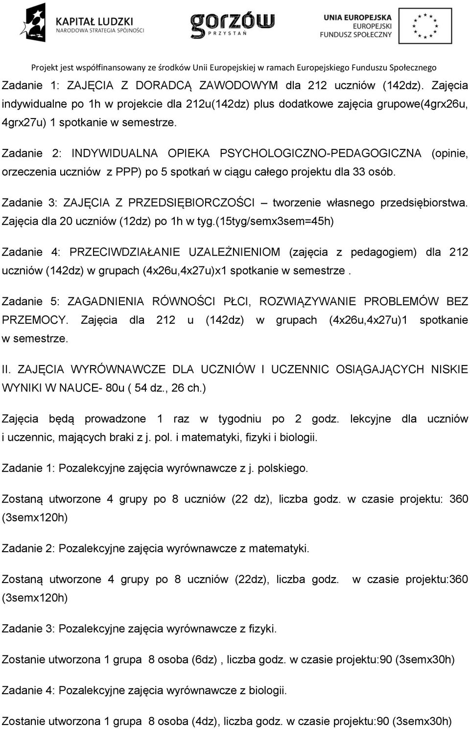 Zadanie 3: ZAJĘCIA Z PRZEDSIĘBIORCZOŚCI tworzenie własnego przedsiębiorstwa. Zajęcia dla 20 uczniów (12dz) po 1h w tyg.