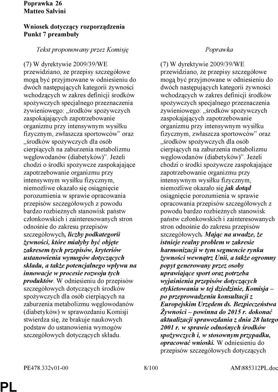 środków spożywczych dla osób cierpiących na zaburzenia metabolizmu węglowodanów (diabetyków).