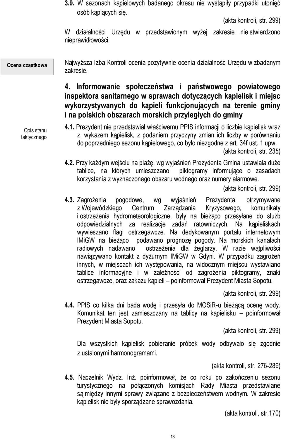 Ocena cząstkowa Opis stanu faktycznego Najwyższa Izba Kontroli ocenia pozytywnie ocenia działalność Urzędu w zbadanym zakresie. 4.