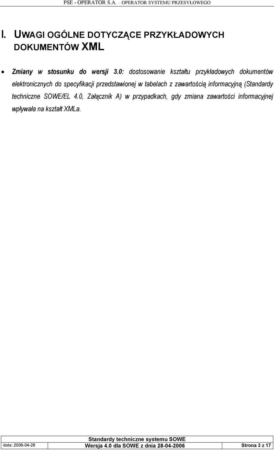 tabelach z zawartością informacyjną (Standardy techniczne SOWE/EL 4.