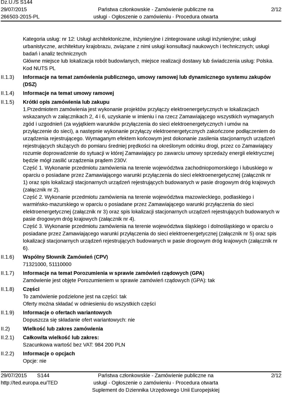 realizacji dostawy lub świadczenia usług: Polska.