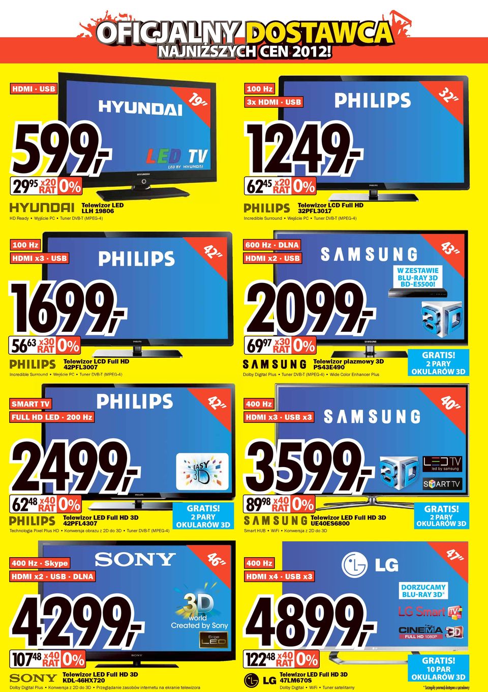 PS43E490 Dolby Digital Plus Tuner DVB-T (MPEG-4) Wide Color Enhancer Plus W ZESTAWIE BLU-RAY 3D BD-E5500!