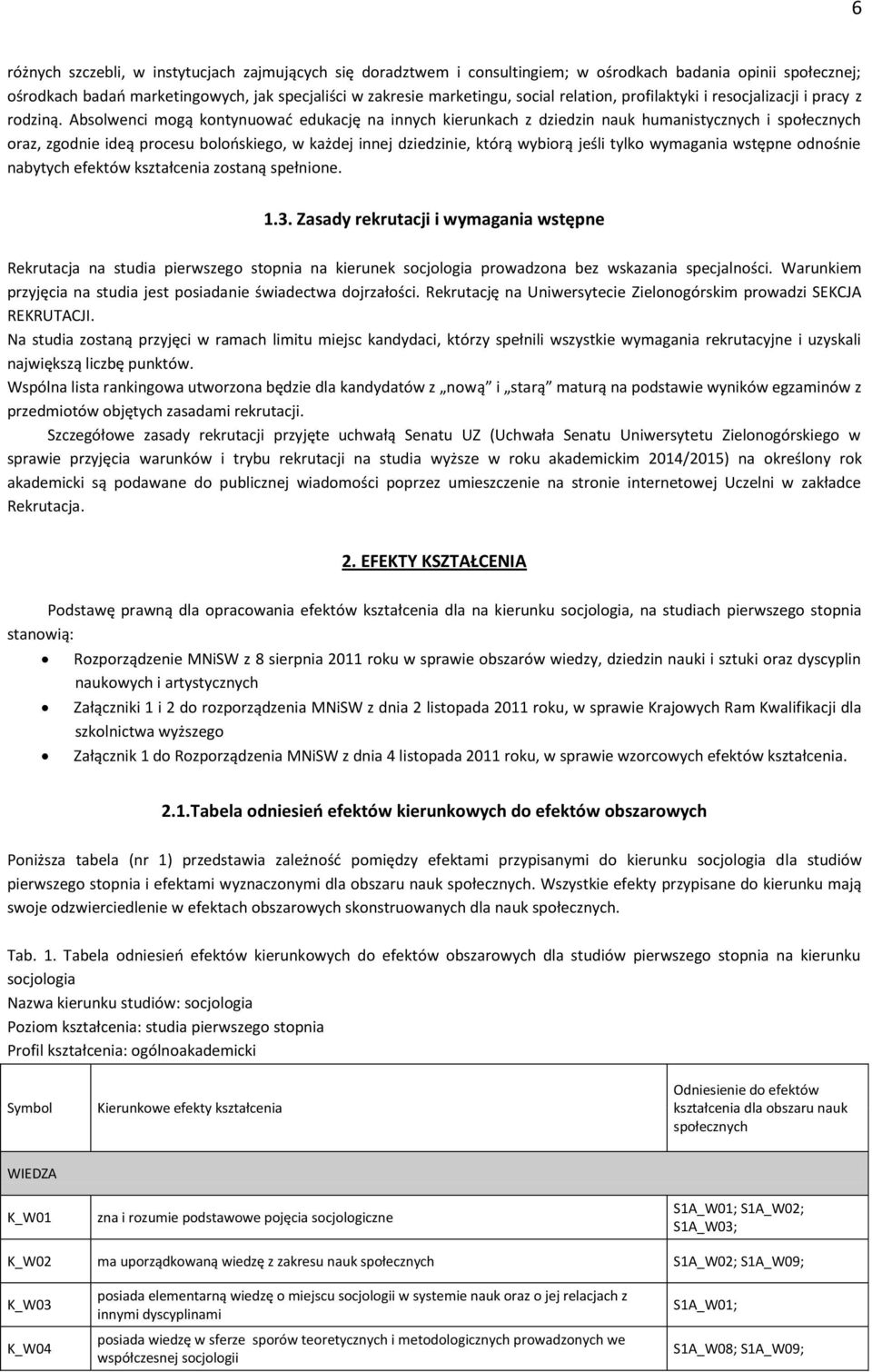 Absolwenci mogą kontynuować edukację na innych kierunkach z dziedzin nauk humanistycznych i społecznych oraz, zgodnie ideą procesu bolońskiego, w każdej innej dziedzinie, którą wybiorą jeśli tylko