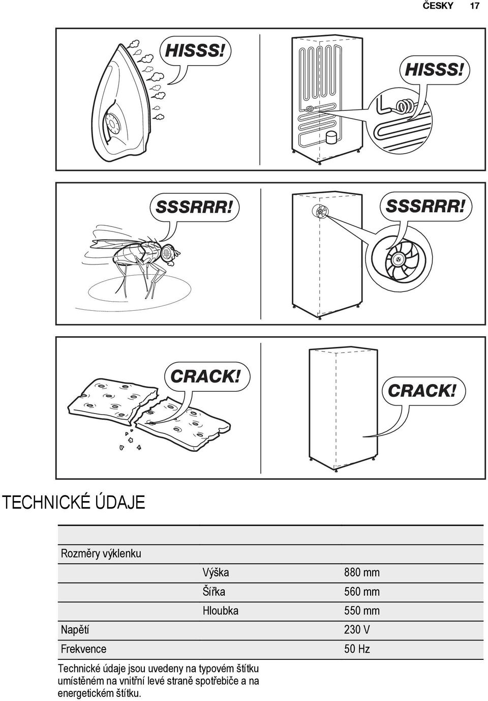 TECHNICKÉ ÚDAJE Rozměry výklenku Výška Šířka Hloubka 880 mm 560 mm