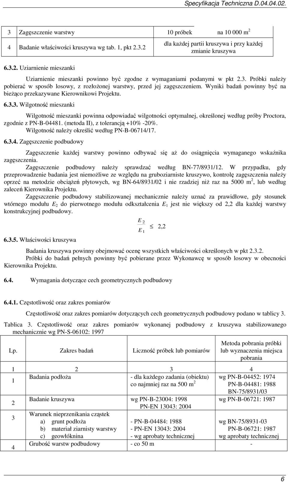 (metoda II), z tolerancją +10% -20%. Wilgotność naleŝy określić według PN-B-06714/